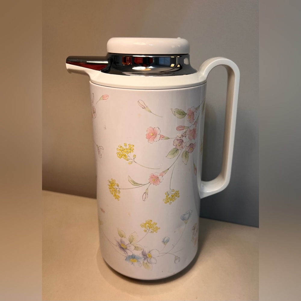 Vintage Corning Thermique Thermal Server 1 QT Floral Print Carafe Tea Coffee.
